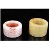 Image 1 : [CHINESE] PAIR OF JADE RING SET (MEASURE FROM THE LARGEST ITEM) W:0.75" H:0.85"