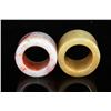 Image 3 : [CHINESE] PAIR OF JADE RING SET (MEASURE FROM THE LARGEST ITEM) W:0.75" H:0.85"