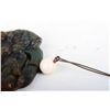 Image 2 : [CHINESE]A JADE CARVED PENDANT WITH BATS AND IVORY BEADS  L:3" H:2" DISCLAIMER: This item is restric