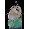 Image 1 : [CHINESE]A JADEITE CARVED GROUD SHAPED PENDANT WITH BATS L:3"W:2"