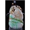 Image 2 : [CHINESE]A JADEITE CARVED GROUD SHAPED PENDANT WITH BATS L:3"W:2"