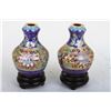 Image 1 : [CHINESE]A PAIR OF CLOISONN ENAMEL VASE PAINTED WITH TWINE PATTERN W:2" H:3"