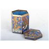 Image 2 : [CHINESE]A SET OF CLOISONN ENAMEL HEXAGONAL BOX WITH LID PAINTED WITH DRAGONS AND PHOENIX(4 ITEMS)(M