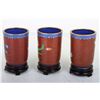 Image 3 : [CHINESE]A SET OF CLOISONN ENAMEL BRUSH POT PAINTED WITH FLOWRS (3 ITEMS) (MEASURED WITH THE LARGEST