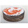 Image 1 : [CHINESE]A SILVER BOX INLAID IRON RED GLAZED PORCELAIN PAINTED WITH PHOENIX