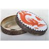 Image 3 : [CHINESE]A SILVER BOX INLAID IRON RED GLAZED PORCELAIN PAINTED WITH PHOENIX