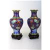 Image 1 : [CHINESE]A PAIR OF CLOISONN ENAMEL VASE PAINTED WITH FLOWRES  W:3.25" H:6.5"