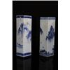 Image 2 : [CHINESE]A PAIR OF LATE 19TH CENTURY BLUE AND WHTIE CAP HOLDER PAINTED WITH LANDSCAPE (MEASURED WITH