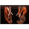 Image 1 : [CHINESE]A PAIR OF WOOD CARVED ELEPHANT WITH IVORY  L:5.5" W:2.5" H:6.5" DISCLAIMER: This item is re
