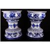 Image 1 : [CHINESE]A PAIR OF BLUE AND WHITE PORCELAIN STOOLS PAINTED WITH FLOWERS W:11.5" H:16"