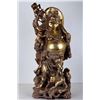 Image 1 : [CHINESE]A GILT WOOD CARVED STATUE OF MAITREYAS L:7" W:6.5" H:16.5"