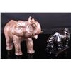 Image 1 : [CHINESE]A SET OF POTTERY ELEPHANT AND WOOD CARVED RHINO  (MEASURED WITH THE LARGEST ITEM)  L:14.5" 