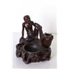 Image 1 : [OTHER]A WOOD CARVED ASHTRAY WITH FIGURES   L:9" W:7" H:7.75"