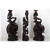 Image 1 : [CHINESE]A SET OF WOOD CARVED CANDLESTICK WITH CARPS AND BIRDS(3 ITEMS) (MEASURED WITH THE LARGEST I
