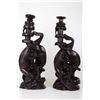 Image 3 : [CHINESE]A SET OF WOOD CARVED CANDLESTICK WITH CARPS AND BIRDS(3 ITEMS) (MEASURED WITH THE LARGEST I