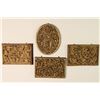 Image 1 : [CHINESE]A SET OF "QIAN LONG NIAN KE"MARKED GILT WINDOW DECORATION WITH FIGURES AND DRAGONS  L:15.5"