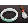 Image 1 : [CHINESE]A SET OF JADE CARVED BANGLE AND PENDANT (2 ITEMS) W:2.25"