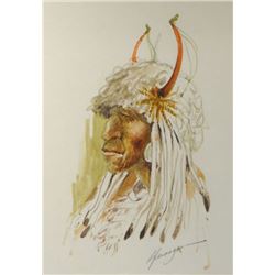 Robert Morgan (deceased) original watercolor, 9 1/2" x 8", framed