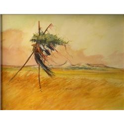 Charlie Bear original untitled watercolor, 8" x 10", framed