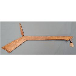 Plains Indian wooden war club with iron blade, maple