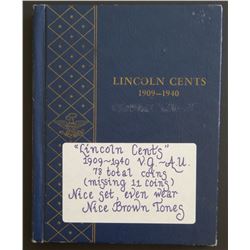 Lincoln Head cent folder, 1909-1940, missing 11 coins