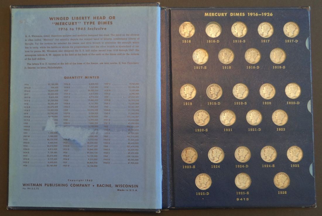 Mercury dime complete set, 76 coins, 1921 & 1921 -D could grade VG