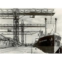 ALBERT RENGER-PATZSCH, (German, 1897-1966), CRANES IN FRONT OF LÜBECK, stamped "RENGER-FOTO D.W.B...