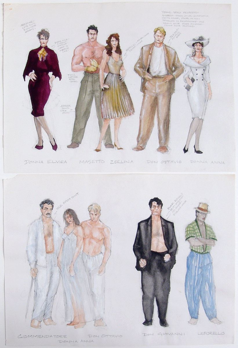 8 Original Theatre Costume & Set Paintings DON GIOVANNI
