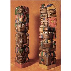 2 Aztec Totem Poles