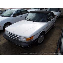 1990 SAAB 900 16 VALVE CONVERTIBLE ~ 48,385 MILES VIN: YS3AL75L4L7008470, FWD, I4, 2.0L T TITLE # ??