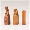Image 1 : TWO SOAPSTONE SEALS AND ONE OX HORN SEAL
