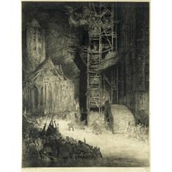 MONTAGE DU DRAGON SUR LE BEFFROI. GAND (1914)...