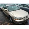 Image 2 : 2002 HONDA ACCORD SPECIAL EDITION, 4 DOOR SEDAN, GOLD, VIN # 1HGCG56722A816846