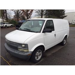 2001 CHEVROLET ASTRO, CARGO VAN, WHITE, VIN # 1GCDM19X43B111509