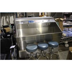 STAINLESS STEEL 4 BAY MEDICAL SINK WITH STOOLS