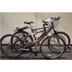 2 BIKES: RED GIANT MOUNTAIN BIKE & GREY NO NAME FRONT SUSPENSION MOUNTAIN BIKE