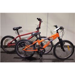 2 BIKES: RED NO NAME STUNT BIKE & ORANGE KIDS NORCO MOUNTAIN BIKE