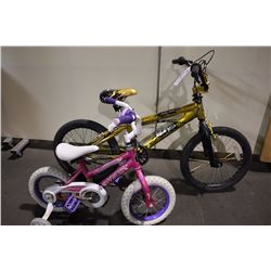 2 BIKES: GOLD KIDS AVIGO MOUNTAIN BIKE & PINK KIDS NEXT BIKE