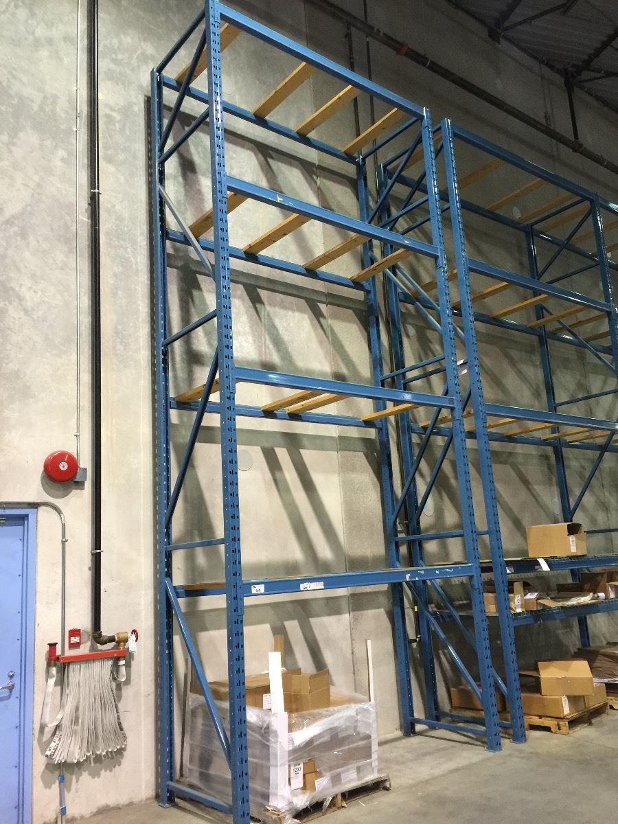 BLUE NORACK 20' TALL X 42'' DEEP RUN OF STRUCTURAL WAREHOUSE RACKING,