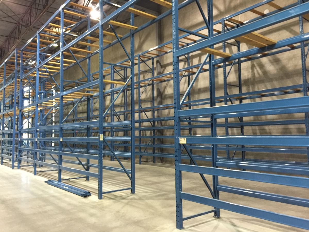 Structural Racking Light Blue BLUE NORACK 20' TALL X 42'' DEEP RUN OF STRUCTURAL WAREHOUSE RACKING ...