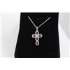 Image 2 : GARNET AND DIAMOND CROSS NECKLACE SET. 1.25CTS, VS CLARITY, INCLUDES $310 CERTIFICATE