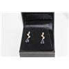 Image 2 : NEW 1CT SAPPHIRE AND DIAMOND EARRINGS, STERLING SILVER, INCLUDES $285 CERTIFICATE