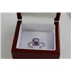 Image 2 : CUSHION CUT AMETHYST AND DIAMOND DINNER RING, 1.28CT, INCLUDES $230 CERTIFICATE