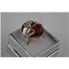 Image 2 : CUSTOM MADE STERLING SILVER FROG BALTIC AMBER RING