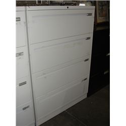 WHITE METAL 4 DRAWER LATERAL FILING CABINET