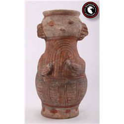 Pre-Columbian figural Effigy vessel.  Clay pottery with