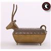 Image 1 : Antique Brass Antelope storage box with intricate