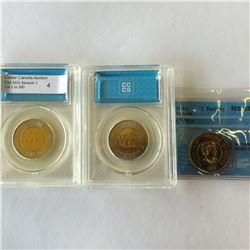 2 dollars 2011 MS-64; Bear, 2011 MS-63; TT-200.4 & 2012 MS-65;Security Stamps, all CCCS certified. L