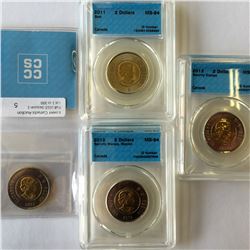2 dollars 2011 MS-63; TT-200.4, 2011 MS-64; Bear, 2012 MS-64; Security Stamps, Rippled & 2012 MS-64;