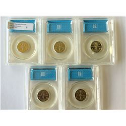 5 cents 2005P, CCCS MS-64; 1945-2005, Victory & 4 x CCCS MS-65. Lot of 5 coins.